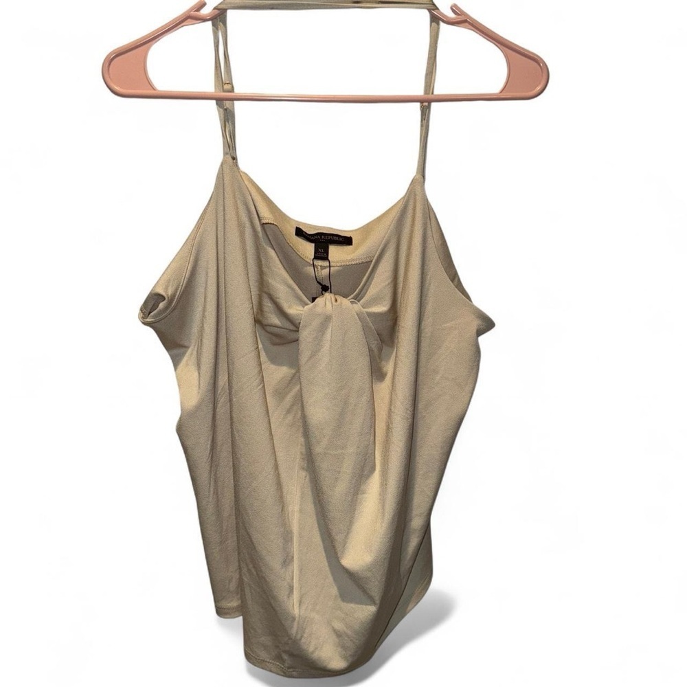Banana Republic Satin Tie Front Halter Top Champagne Beige XL NWT